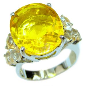 Sunny Day 28ct yellow Topaz .925 Sterling Silver handmade ring size 5 3/4