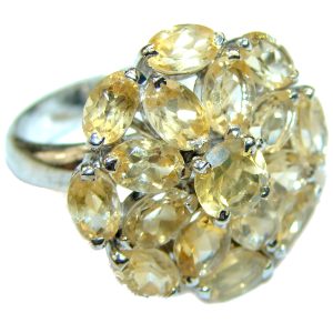 Sunny Flower Authentic Citrine .925 Sterling Silver Ring size 8 3/4