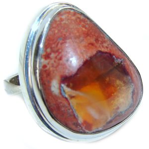 Superior quality Mexican Opal .925 Sterling Silver handcrafted Ring size 8 adjustable