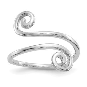 Swirl Adjustable Toe Ring in 14 Karat White Gold