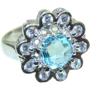 Swiss Blue Topaz .925 Sterling Silver handmade Ring size 7