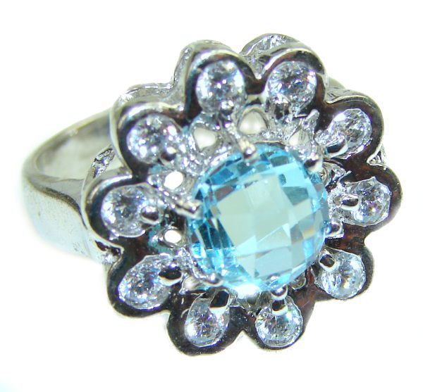 Swiss Blue Topaz .925 Sterling Silver handmade Ring size 7