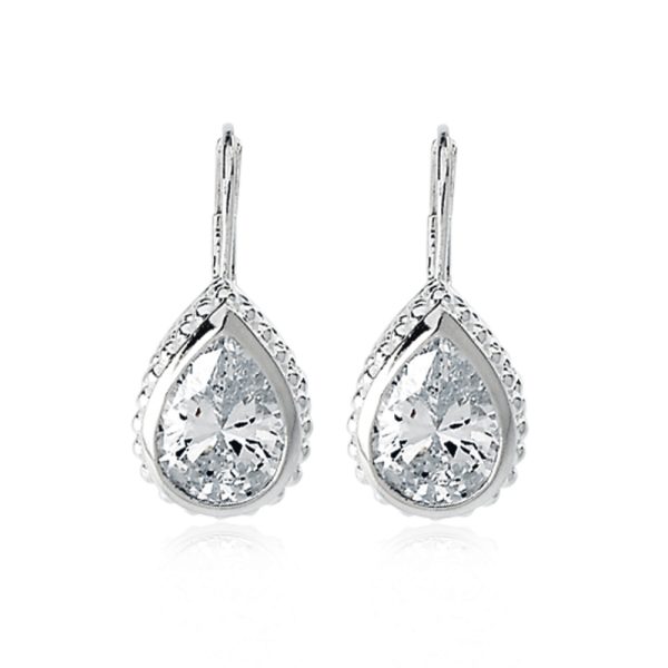 Teardrop Earrings with Cubic Zirconia in Sterling Silver