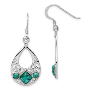 Teardrop Turquoise Dangle Earrings in Sterling Silver