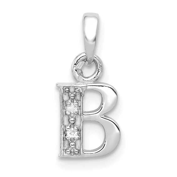 The Chloe Mini Diamond Accent Initial B Pendant in 14k White Gold