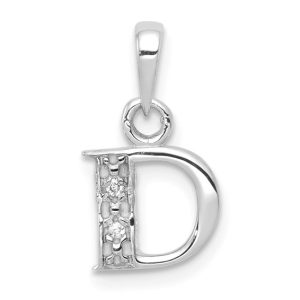 The Chloe Mini Diamond Accent Initial D Pendant in 14k White Gold