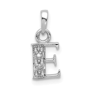 The Chloe Mini Diamond Accent Initial E Pendant in 14k White Gold