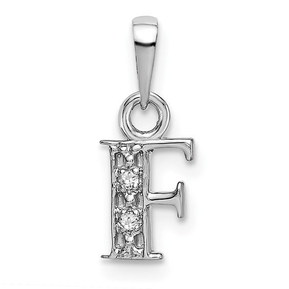 The Chloe Mini Diamond Accent Initial F Pendant in 14k White Gold