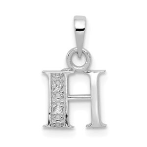 The Chloe Mini Diamond Accent Initial H Pendant in 14k White Gold