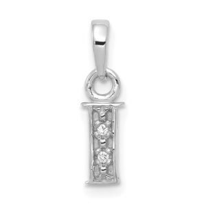 The Chloe Mini Diamond Accent Initial I Pendant in 14k White Gold