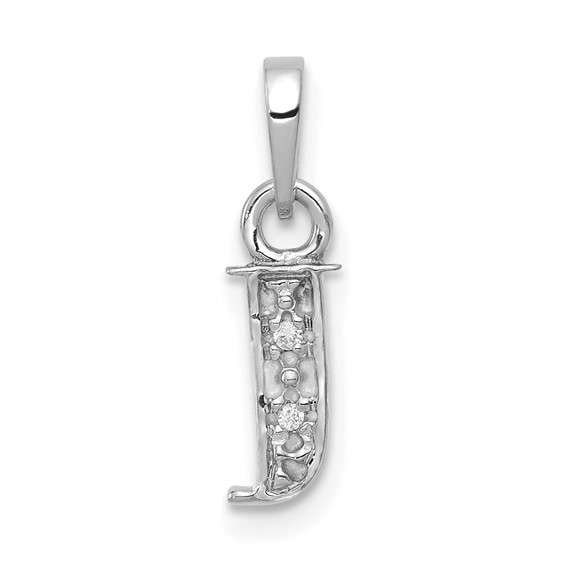 The Chloe Mini Diamond Accent Initial J Pendant in 14k White Gold