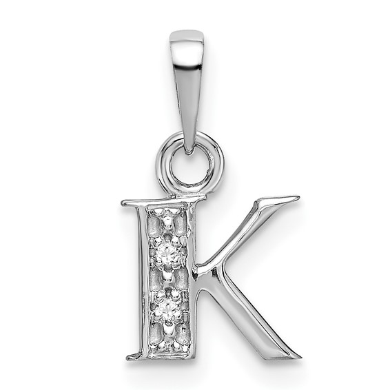 The Chloe Mini Diamond Accent Initial K Pendant in 14k White Gold