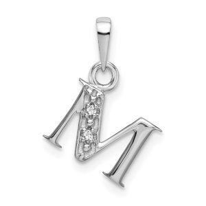 The Chloe Mini Diamond Accent Initial M Pendant in 14k White Gold