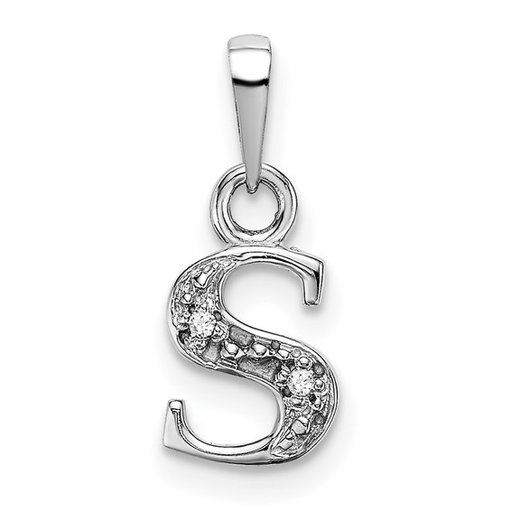 The Chloe Mini Diamond Accent Initial S Pendant in 14k White Gold