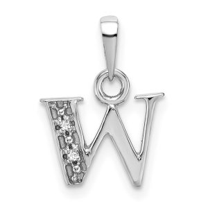 The Chloe Mini Diamond Accent Initial W Pendant in 14k White Gold