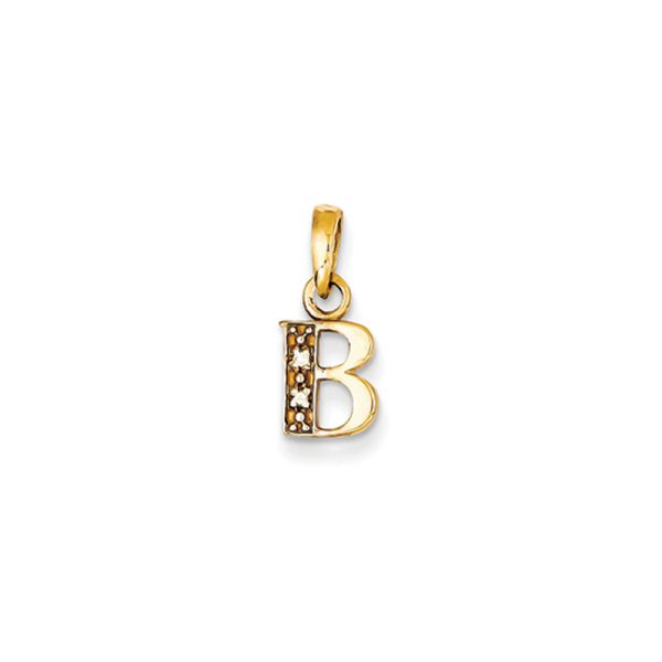 The Chloe Mini Diamond Accent initial B Pendant in 14k Yellow Gold