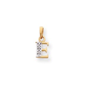 The Chloe Mini Diamond Accent initial E Pendant in 14k Yellow Gold