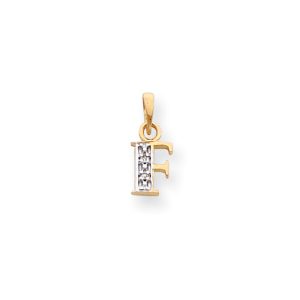 The Chloe Mini Diamond Accent initial F Pendant in 14k Yellow Gold