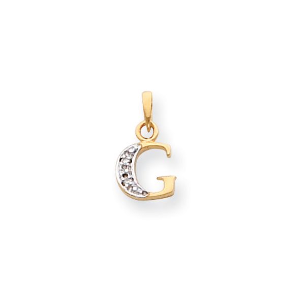 The Chloe Mini Diamond Accent initial G Pendant in 14k Yellow Gold