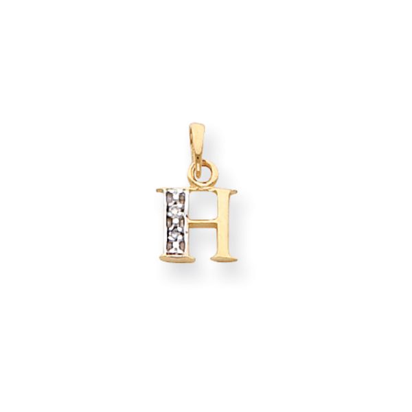 The Chloe Mini Diamond Accent initial H Pendant in 14k Yellow Gold