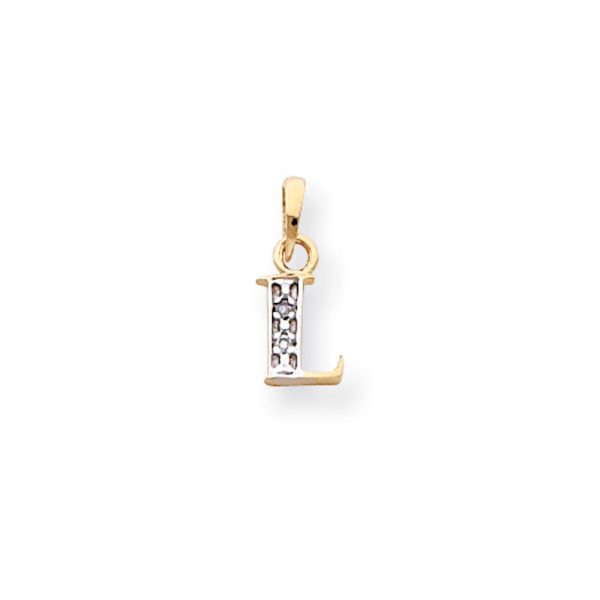 The Chloe Mini Diamond Accent initial L Pendant in 14k Yellow Gold