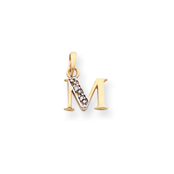 The Chloe Mini Diamond Accent initial M Pendant in 14k Yellow Gold