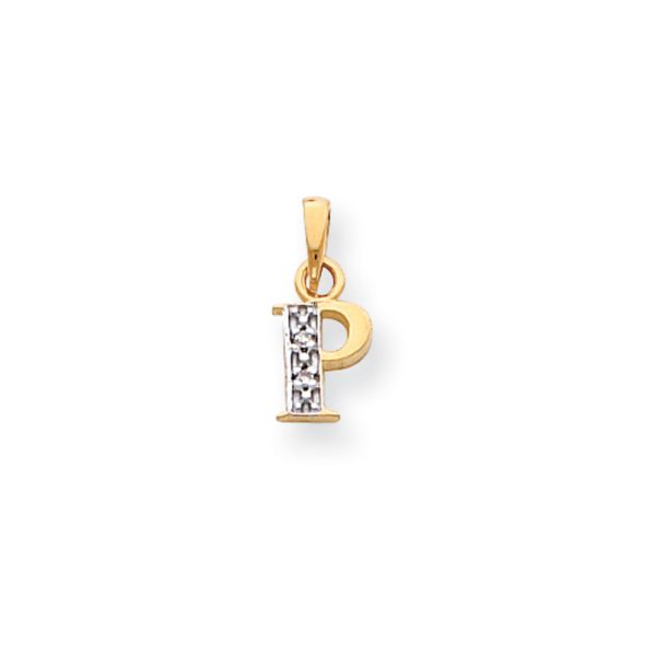 The Chloe Mini Diamond Accent initial P Pendant in 14k Yellow Gold