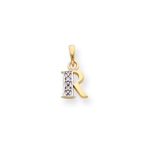 The Chloe Mini Diamond Accent initial R Pendant in 14k Yellow Gold