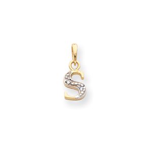 The Chloe Mini Diamond Accent initial S Pendant in 14k Yellow Gold