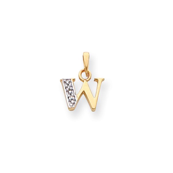 The Chloe Mini Diamond Accent initial W Pendant in 14k Yellow Gold