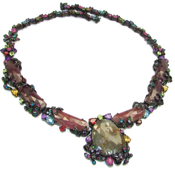 The Only One HUGE authentic Ruby black rhodium over .925 Sterling Silver handcrafted necklace