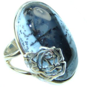 Top Quality Dendritic Agate .925 Sterling Silver handcrafted Ring s. 6 adjustable