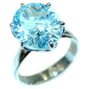 Truly Spectacular Swiss Blue Topaz .925 Sterling Silver handmade Ring size 4 1/2