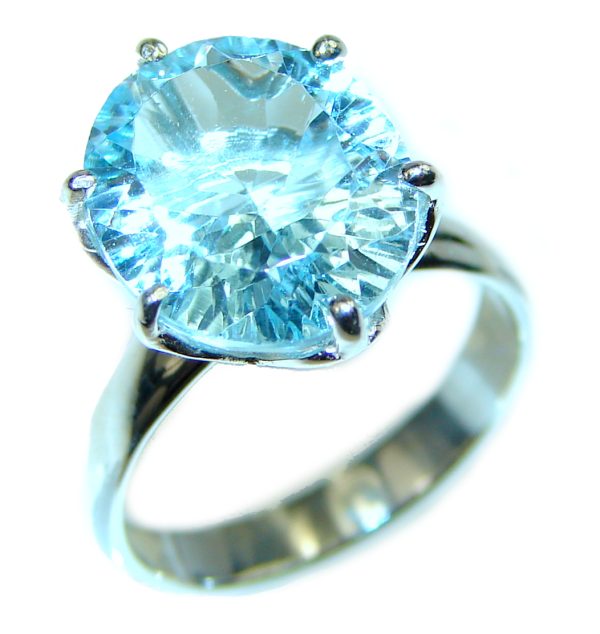 Truly Spectacular Swiss Blue Topaz .925 Sterling Silver handmade Ring size 4 1/2