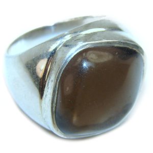 Very Bold Champagne Smoky Topaz .925 Sterling Silver Ring size 7 1/2