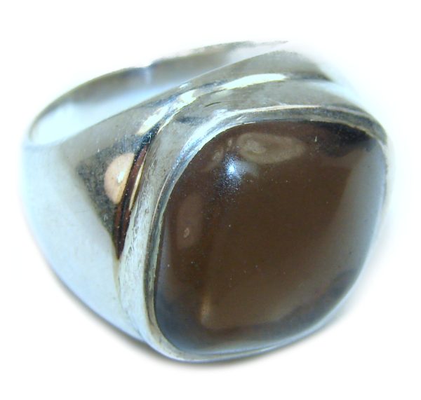 Very Bold Champagne Smoky Topaz .925 Sterling Silver Ring size 7 1/2