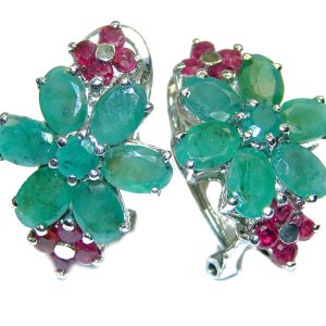 Very Unique Green Emerald .925 Sterling Silver handcrafted earrings