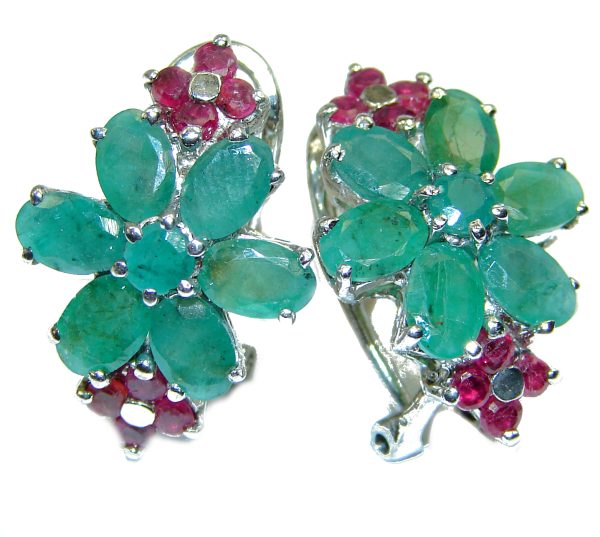 Very Unique Green Emerald .925 Sterling Silver handcrafted earrings