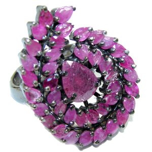 Victorian Style Ruby black rhodium over over Sterling Silver ring; s. 8 3/4