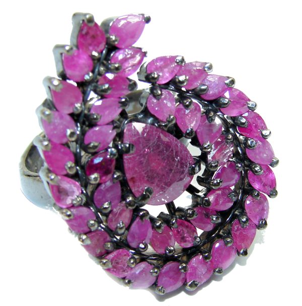 Victorian Style Ruby black rhodium over over Sterling Silver ring; s. 8 3/4