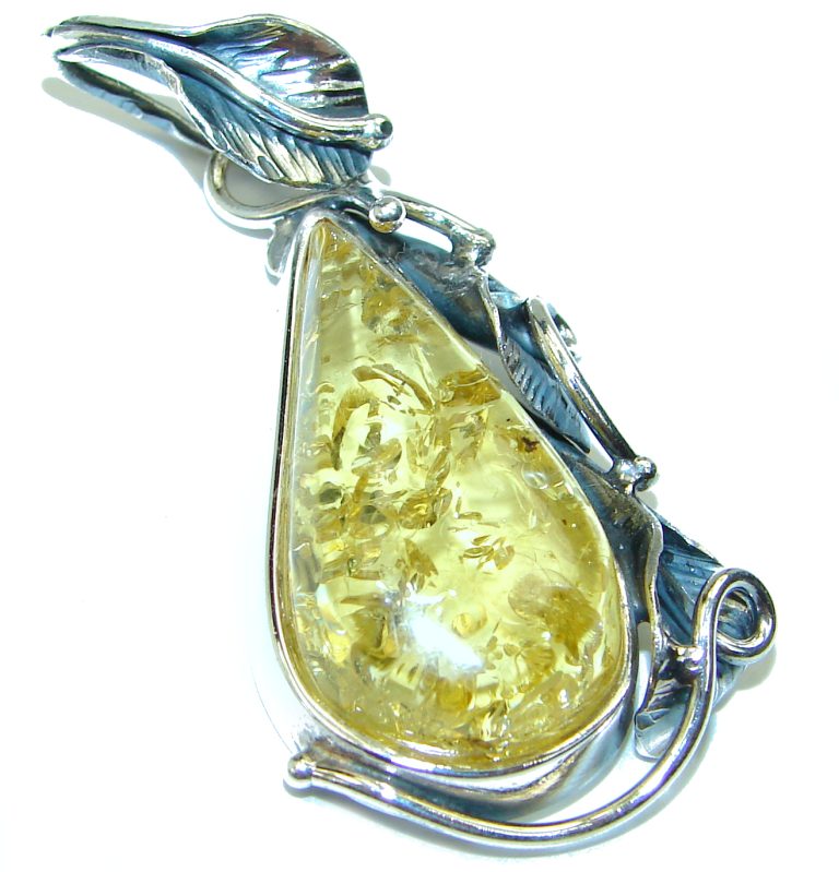 Vintage Beauty Baltic Amber .925 Sterling Silver handmade Pendant