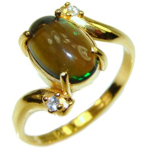 Vintage Design 4.2ctw Genuine Black Opal 14K Gold over .925 Sterling Silver handmade Ring size 7 1/2