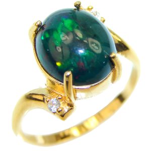 Vintage Design 5.2ctw Genuine Black Opal 14K Gold over .925 Sterling Silver handmade Ring size 7 1/2