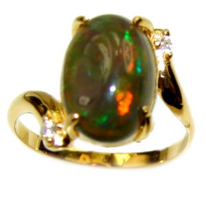 Vintage Design 5.2ctw Genuine Black Opal 14K Gold over .925 Sterling Silver handmade Ring size 7 3/4