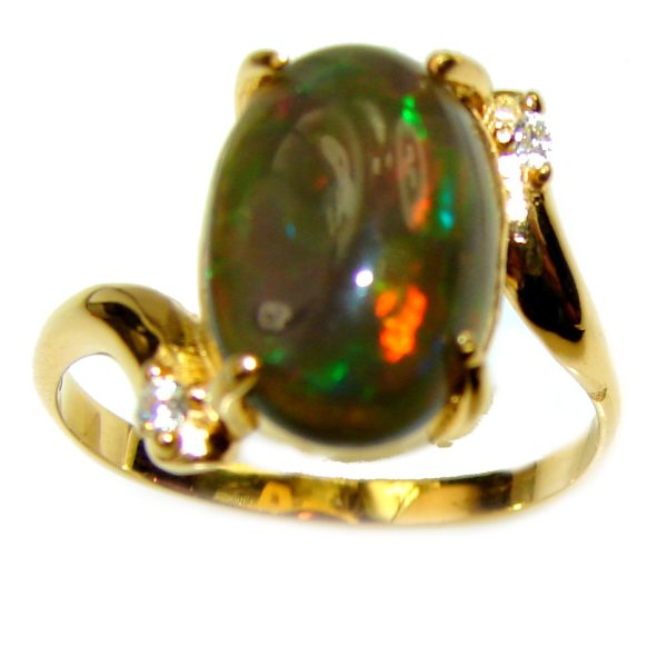 Vintage Design 5.2ctw Genuine Black Opal 14K Gold over .925 Sterling Silver handmade Ring size 7 3/4