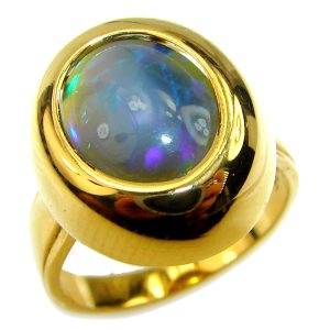 Vintage Design 9.2ctw Genuine Black Opal 14K Gold over .925 Sterling Silver handmade Ring size 6