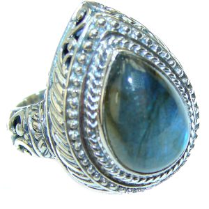 Vintage Design GENUINE Labradorite .925 Sterling Silver handcrafted ring size 6