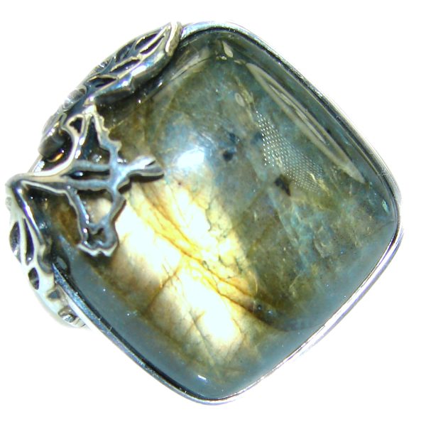 Vintage Design GENUINE Labradorite .925 Sterling Silver handcrafted ring size 8