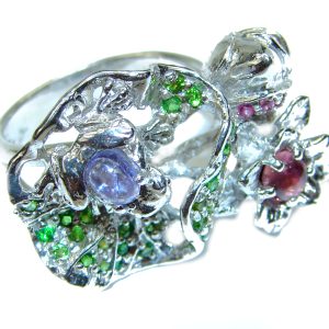 Vintage Design GENUINE Multigem .925 Sterling Silver handcrafted ring size 8 1/4