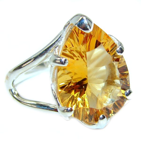 Vintage Style Citrine .925 Sterling Silver handmade Ring s. 8